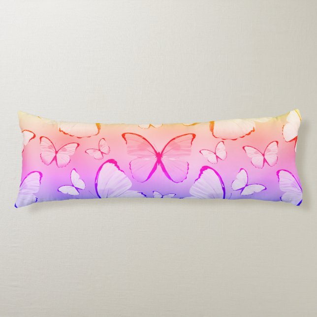 Multicolor Butterfly Print Body Pillow (Front)