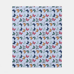 Multicolor Butterfly with Custom Background Colour Fleece Blanket