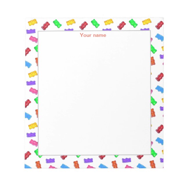 Multicolor Candy Bears Simple Notepad (Front)