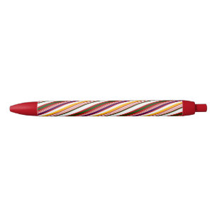 Multicolor Candy Cane Stripes Christmas Black Ink Pen