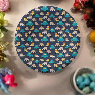 Multicolor Cars Cartoon Paper Plate