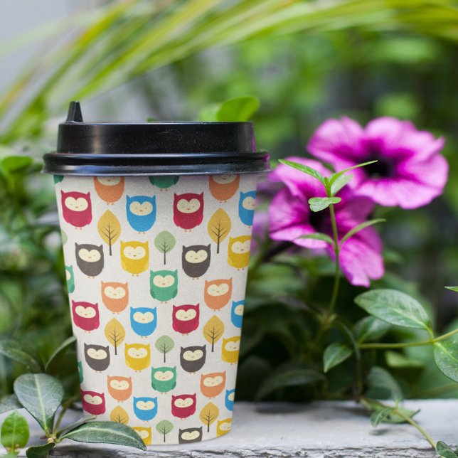 Multicolor Cartoon Owl Paper cup (multicolor cartoon owl kids,adult party stationery, birthday party use and throw paper cups)