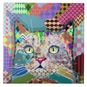 Multicolor cat 671 Patterns Tile