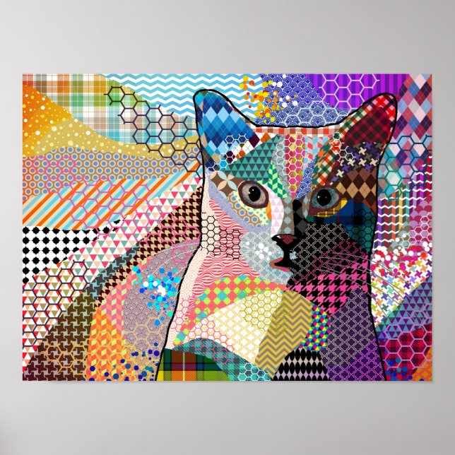 Multicolor Cat 676 Patterns Poster (Front)