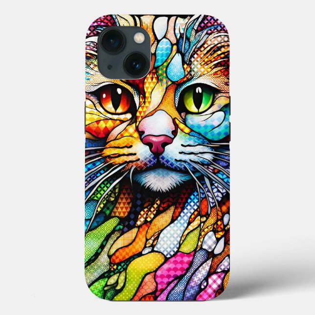 Multicolor Cat 708 Patterns Case-Mate iPhone Case (Back)