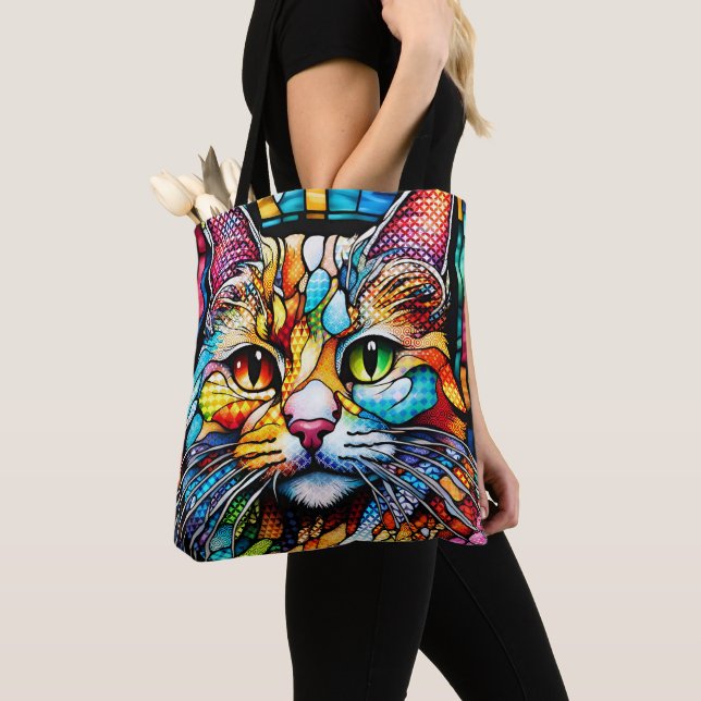 Multicolor Cat 708 Patterns Tote Bag (Close Up)