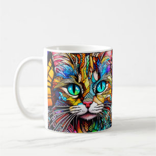 Multicolor Cat 710 stained glass style Coffee Mug