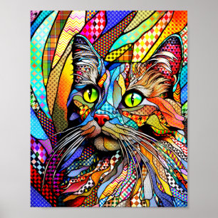 Multicolor Cat 711 patterns Poster