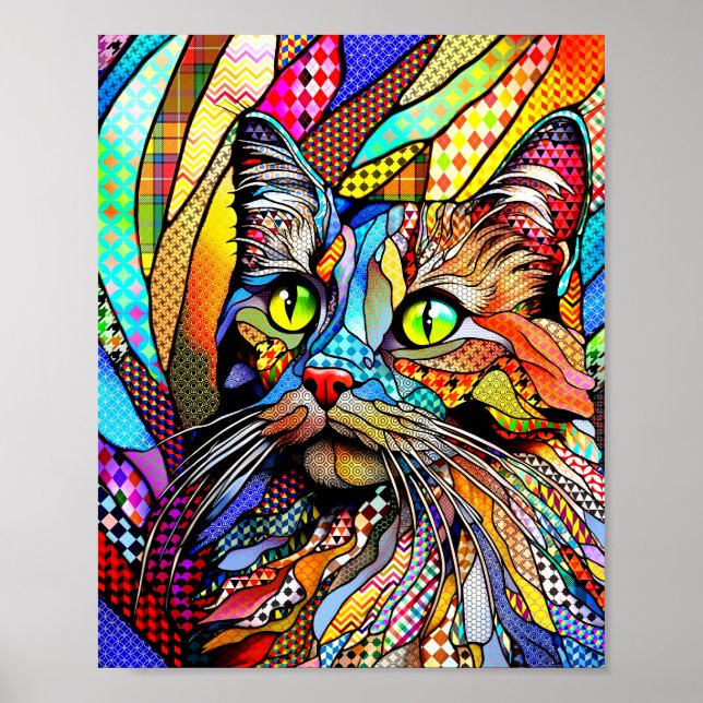 Multicolor Cat 711 patterns Poster (Front)