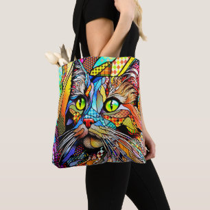Multicolor Cat 711 patterns Tote Bag
