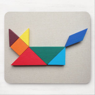 Multicolor cat Tangram Mouse Mat