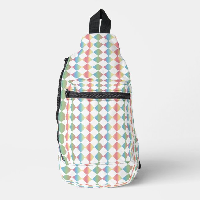 Multicolor Chequered Diamond Pattern Sling Bag (Front)
