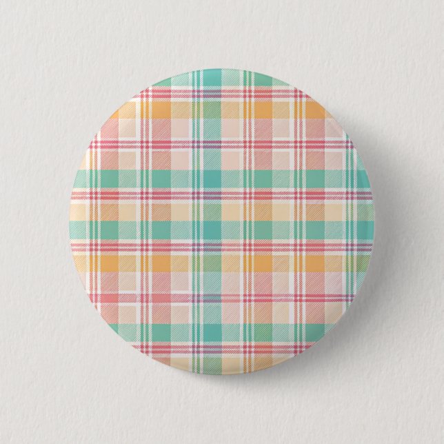 Multicolor Chequered Plaid 6 Cm Round Badge (Front)