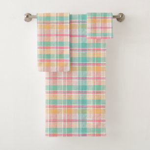 Multicolor Chequered Plaid Bath Towel Set
