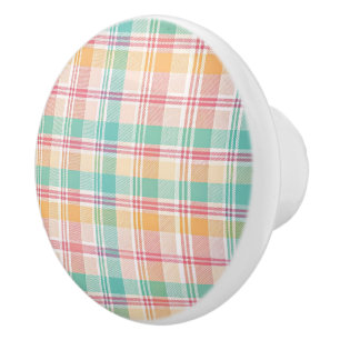 Multicolor Chequered Plaid Ceramic Knob