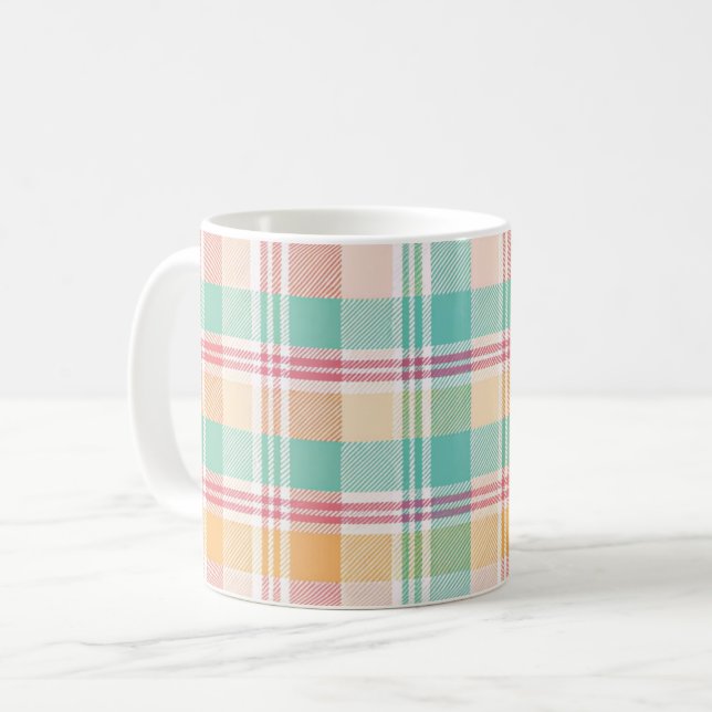 Multicolor Chequered Plaid Coffee Mug (Front Left)