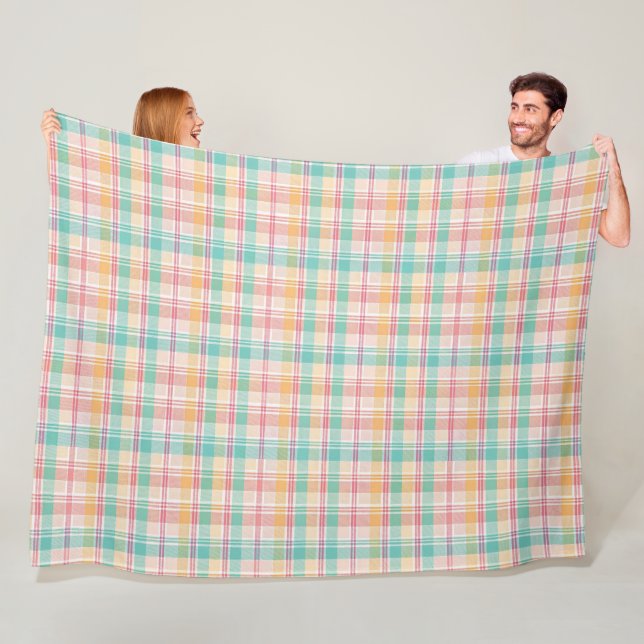 Multicolor Chequered Plaid Fleece Blanket (In Situ)