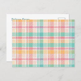 Multicolor Chequered Plaid Holiday Postcard