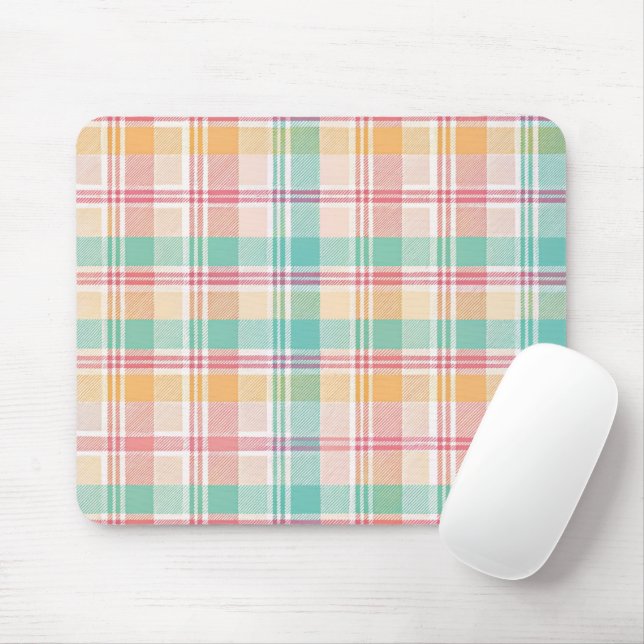 Multicolor Chequered Plaid Mouse Mat (With Mouse)