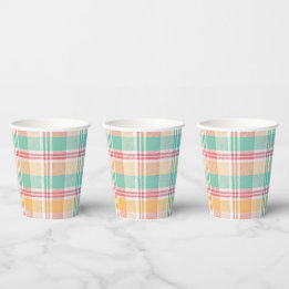 Multicolor Chequered Plaid Paper Cups