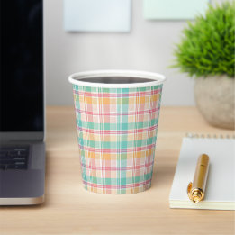 Multicolor Chequered Plaid Paper Cups