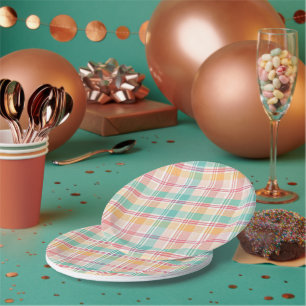 Multicolor Chequered Plaid Paper Plate