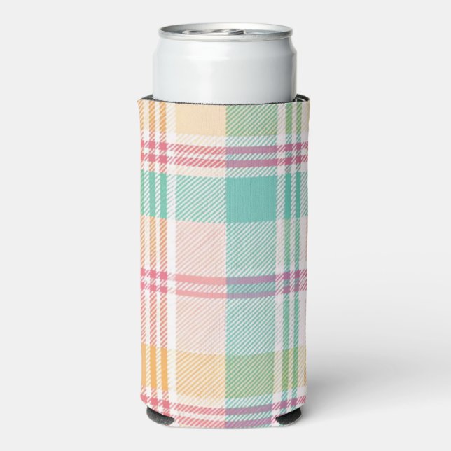 Multicolor Chequered Plaid Seltzer Can Cooler (Seltzer Back)