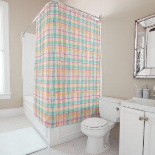 Multicolor Chequered Plaid Shower Curtain