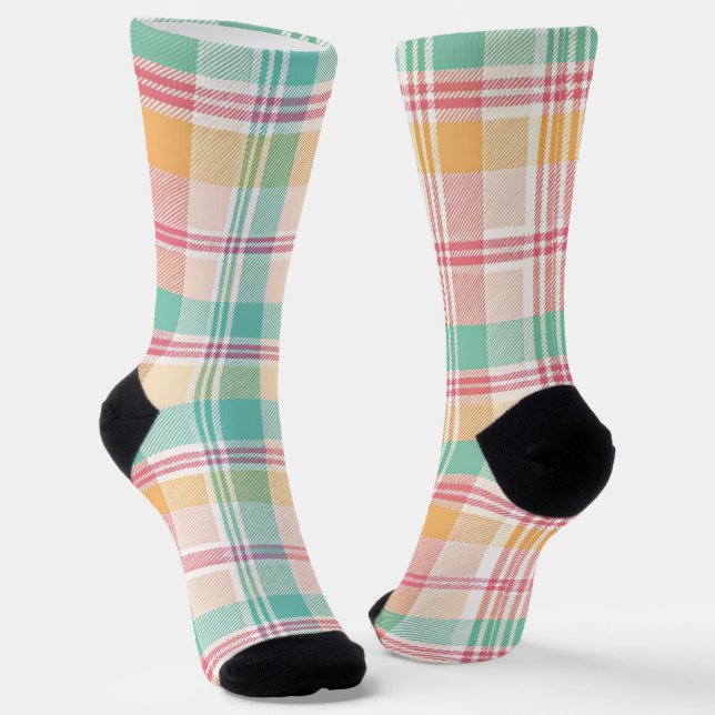 Multicolor Chequered Plaid Socks (Angled)