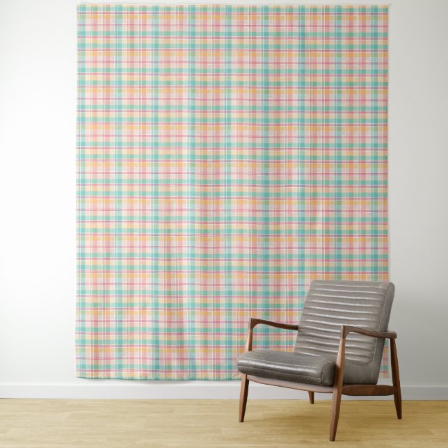 Multicolor Chequered Plaid Tapestry (In Situ)