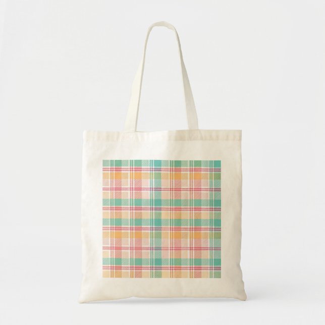 Multicolor Chequered Plaid Tote Bag (Front)