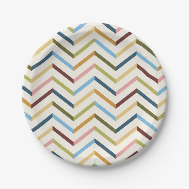 MultiColor Chevron Pillow Paper Plate (Front)