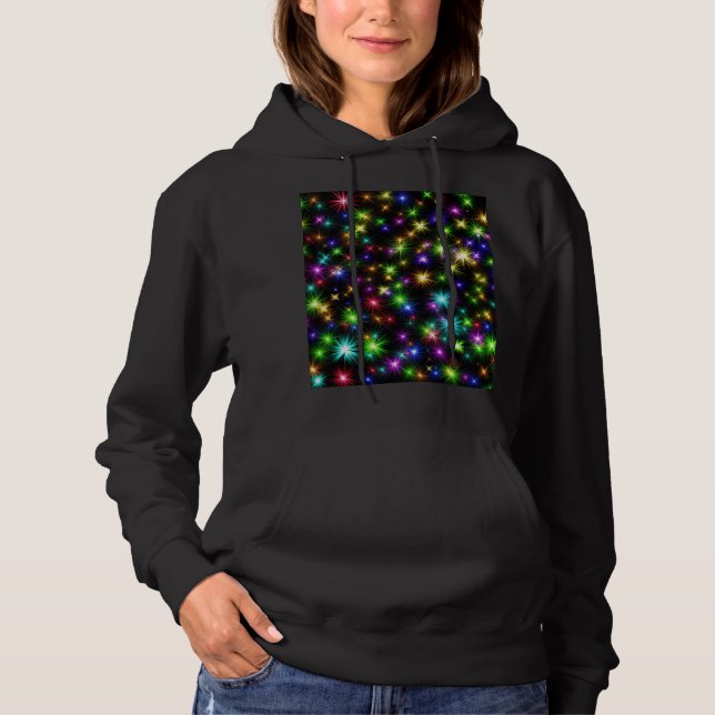 Multicolor Christmas Star Rays-57191 Hoodie (Front)