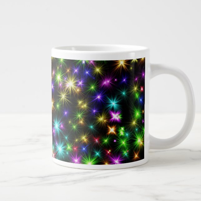 Multicolor Christmas Star Rays-57191 Large Coffee Mug (Right)