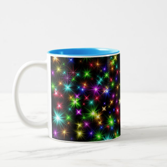 Multicolor Christmas Star Rays-57191 Two-Tone Coffee Mug (Left)