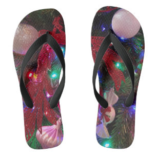 Multicolor Christmas Tree Colorful Holiday Flip Flops