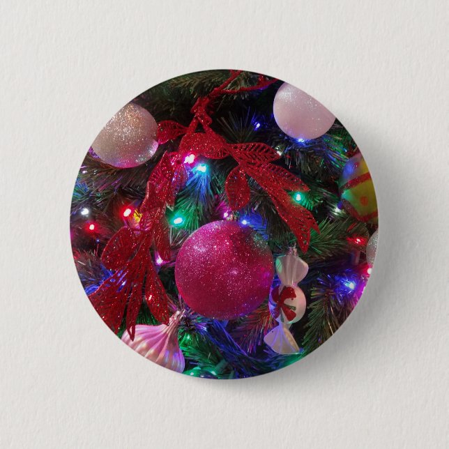 Multicolor Christmas Tree Colourful Holiday 6 Cm Round Badge (Front)