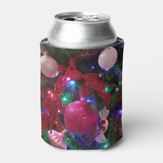 Multicolor Christmas Tree Colourful Holiday Can Cooler (Can Front)