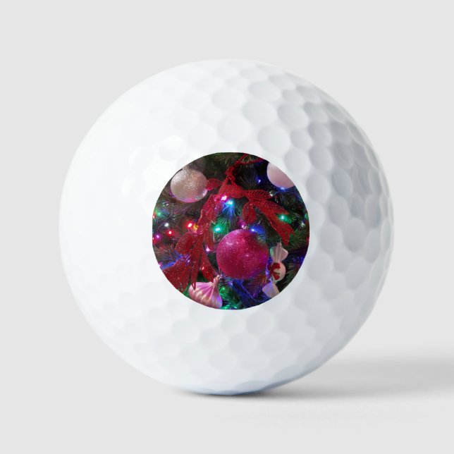 Multicolor Christmas Tree Colourful Holiday Golf Balls (Front)