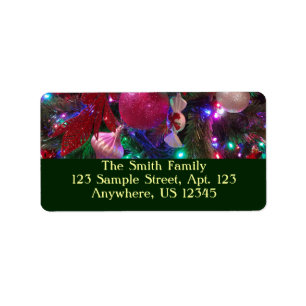 Multicolor Christmas Tree Colourful Holiday Label
