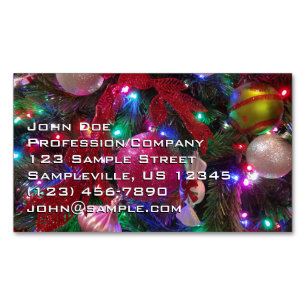 Multicolor Christmas Tree Colourful Holiday Magnetic Business Card