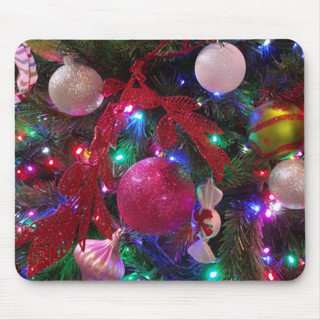 Multicolor Christmas Tree Colourful Holiday Mouse Mat (Front)