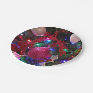 Multicolor Christmas Tree Colourful Holiday Paper Plate