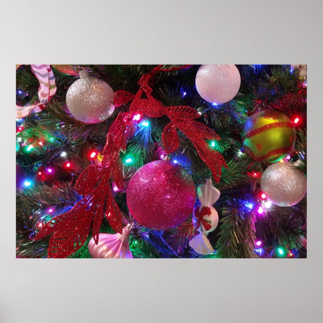 Multicolor Christmas Tree Colourful Holiday Poster (Front)