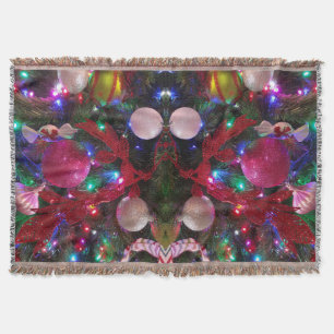 Multicolor Christmas Tree Colourful Holiday Throw Blanket