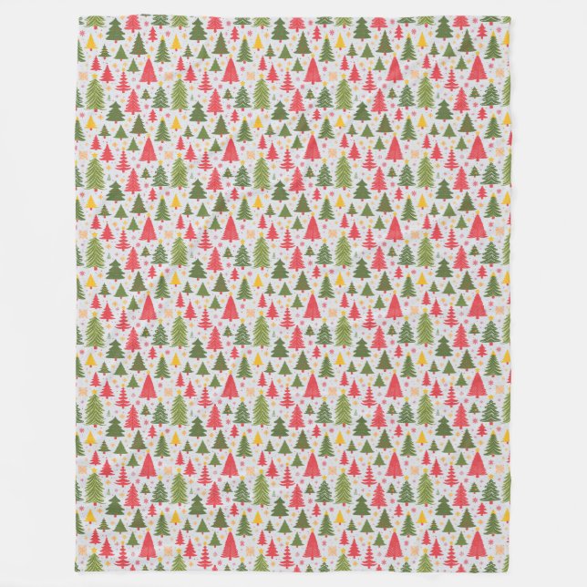 Multicolor Christmas Tree Fleece Blanket (Front)