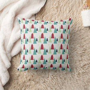 Multicolor Christmas Trees Pattern Cushion