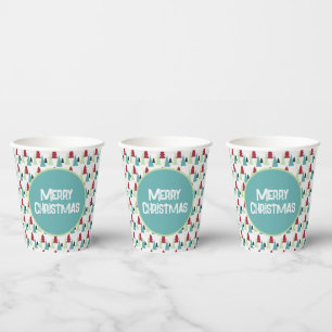 Multicolor Christmas Trees Pattern Paper Cups