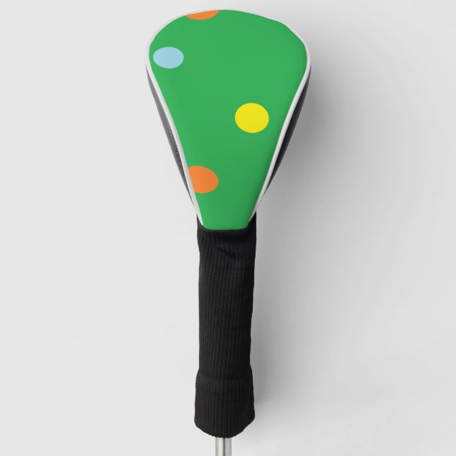 Multicolor circles on green golf head cover (Front)