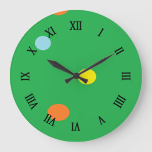 Multicolor circles on green large clock